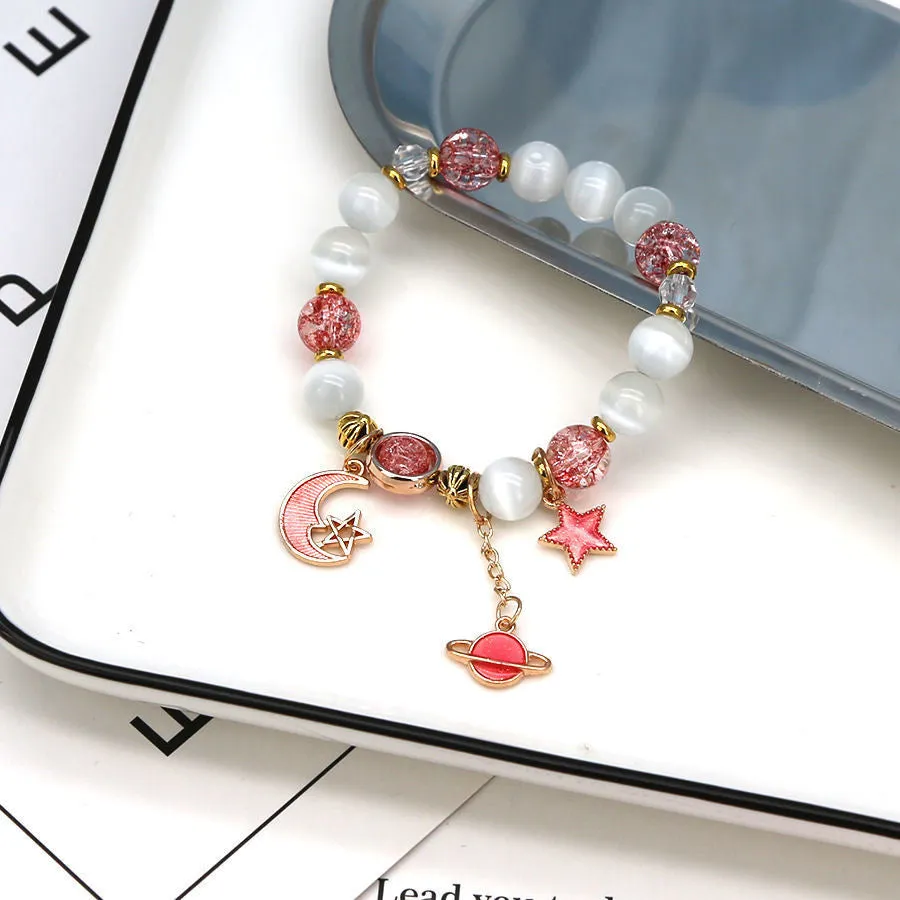 Toleet Gold Link Celestial Body Pearl Bracelet