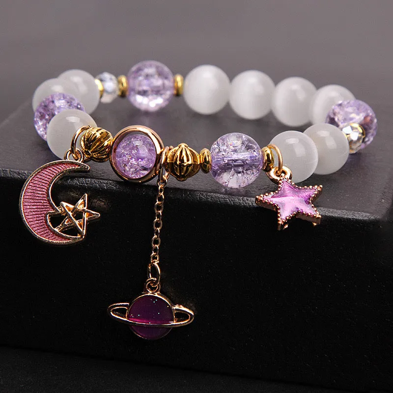 Toleet Gold Link Celestial Body Pearl Bracelet