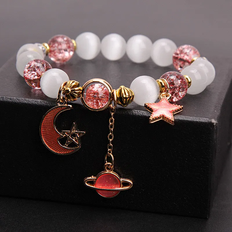 Toleet Gold Link Celestial Body Pearl Bracelet