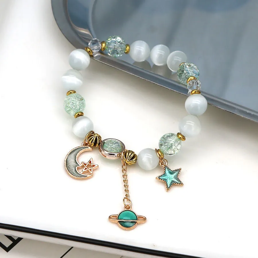 Toleet Gold Link Celestial Body Pearl Bracelet