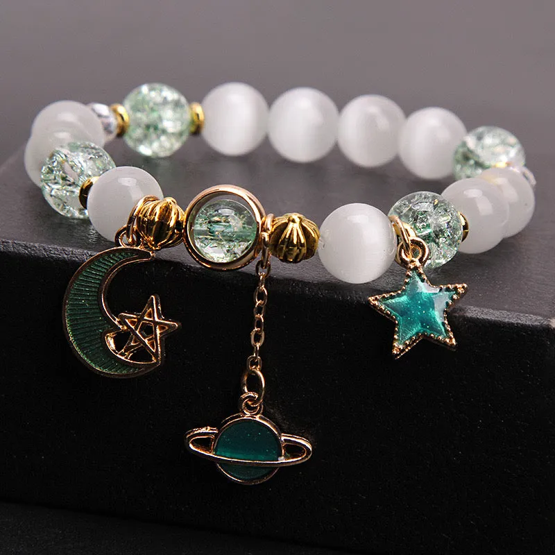Toleet Gold Link Celestial Body Pearl Bracelet